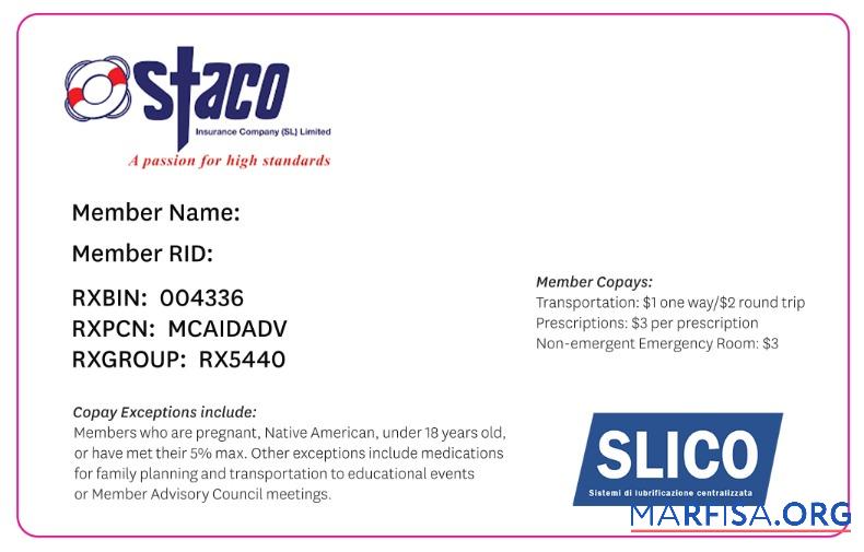 Printable Sierra Leone health insurance card template